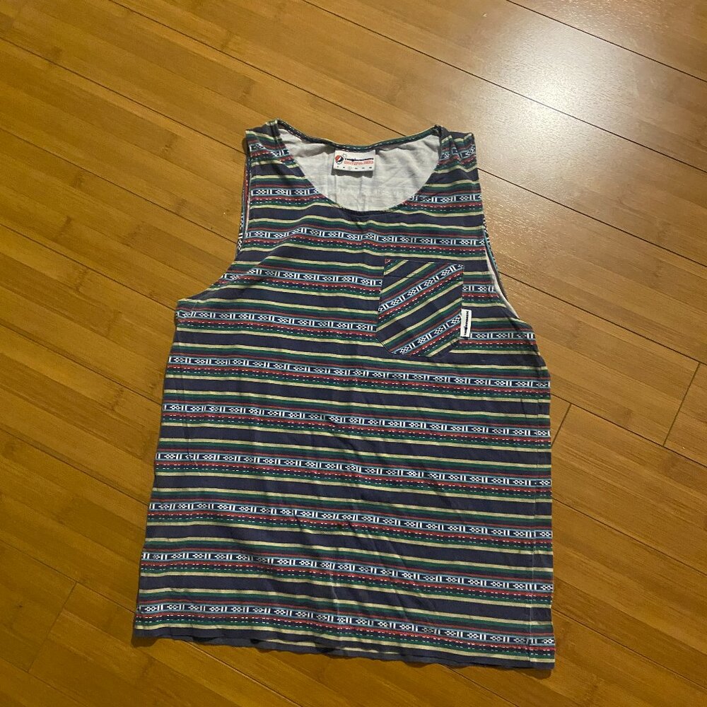 The Hundreds Grateful Dead Poncho Tank Top Blue Green Yellow Red Stripes Large